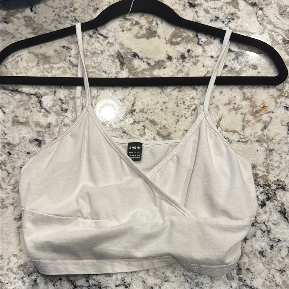 SHEIN Cream Wrap Crop Top